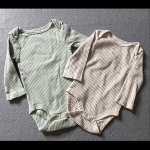 Cloud Island Long Sleeve Bodysuit Set Boys Girls 3-6 Months Ribbed Knit Pastel